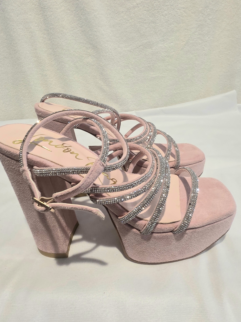 London Rag Pink Strappy Platform Block Heel Sandal - Picture 10 of 10